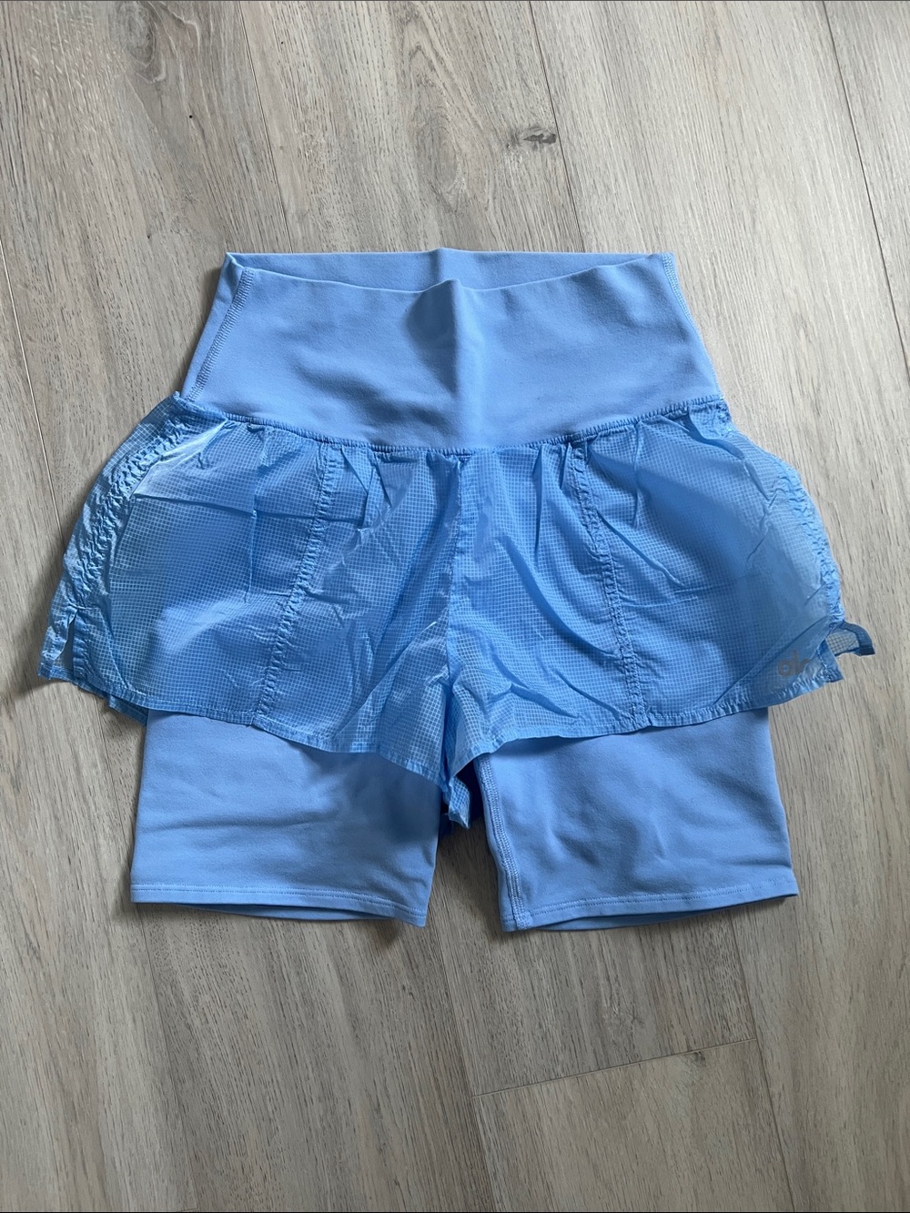 ALO Yoga Baby Blue Athletic Layered Shorts Size Small High Rise